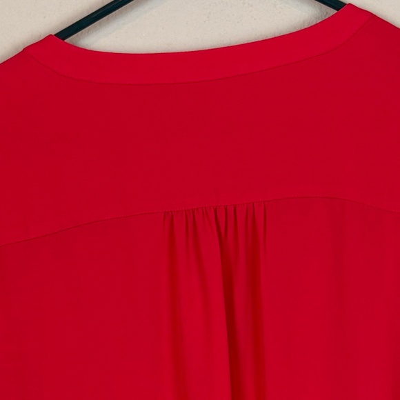 BCBG MaxAzria Gena Red Berry Lightweight Semi-Sheer Pull Over Tunic Top Blouse - Picture 6 of 10